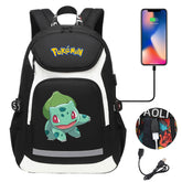 Pokemon Bulbasaur USB Charging Backpack School NoteBook Laptop Travel Bags